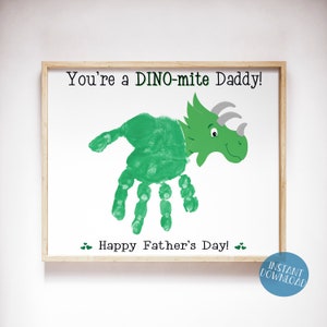 Handprint Art, Kids Handprint Craft, Fathers Day Gift, Dinosaur Keepsake, Gift from Kids, Dad Gift, Handprint Keepsake