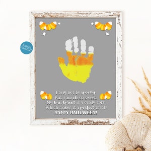 Candy Corn Handabdruck-Kunstprojekt für Kinder, Halloween-Gedicht-Andenken-Handwerk für Kleinkinder, DIY-Halloween-Dekor, Bastelset, Halloween-Karte