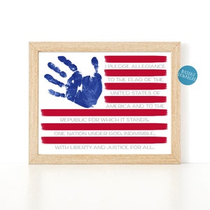 Memorial Day American Flag Handprint Art, Independence Day Handprint Craft, Fourth of July, July 4th Toddler craft, Patriotic Kids Craft