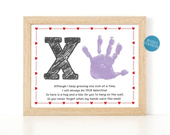 Hugs and Kisses XO Handprint Art Project for Kids, Valentine's Day Keepsake poem, DIY Kid Crafts, Valentines Day card, Baby Handprint Craft