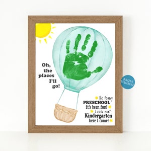 Oh the places you'll go Preschool Graduation Handprint Art, DIY Kid Craft, Balloon Handprint craft, So long Preschool it's been fun