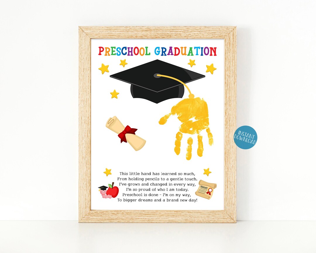 Graduation Cap Handprint Art, Preschool Graduation Keepsake Craft ...