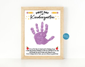 Handprint Art Back to school poem, First day of school printable, DIY kids craft, Classroom keepsake memory binder, Kindergarten milestone