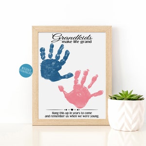 Gift for Grandparents, Gift for Grandma, Gift for Grandpa, Grandkids Make Life Grand, Handprint Template, Grandparents Gift