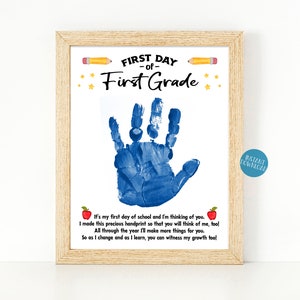Handprint Art Back to school poem, First day of school printable, DIY Classroom keepsake memory binder, First Grade children&#39;s milestone