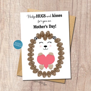 Hedgehog Mother's Day card, Toddler Craft, Fingerprint Art, DIY Kid Craft, Printable Mother's Day card from kids, Hedgehugs and kisses