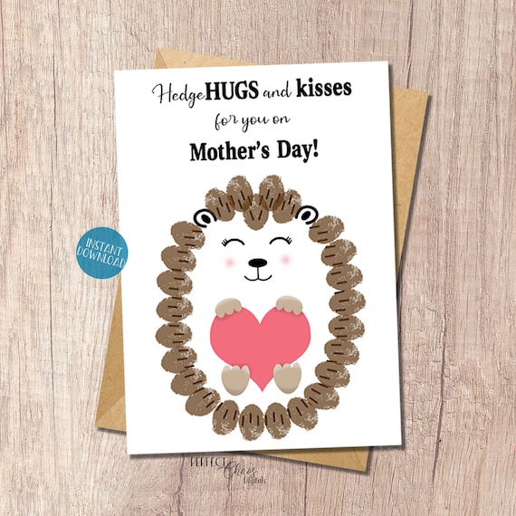 Hedgehog Mother's Day card Toddler Craft Fingerprint