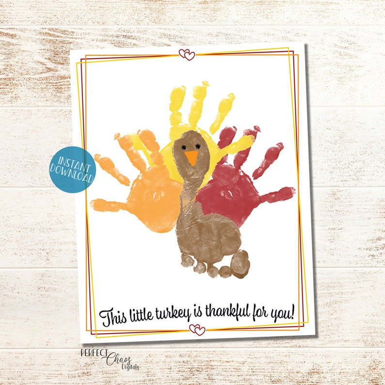 Thanksgiving Handprint Art DIY Kid Craft Handprint Keepsake Etsy
