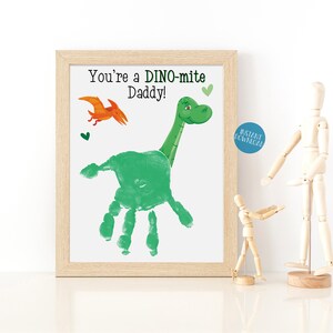Gift for Dad, Handprint Art, DIY Kids Craft, Dinosaur Handprint Craft, Gift for Husband, Gift from Kids, Dad Gift, Handprint Keepsake