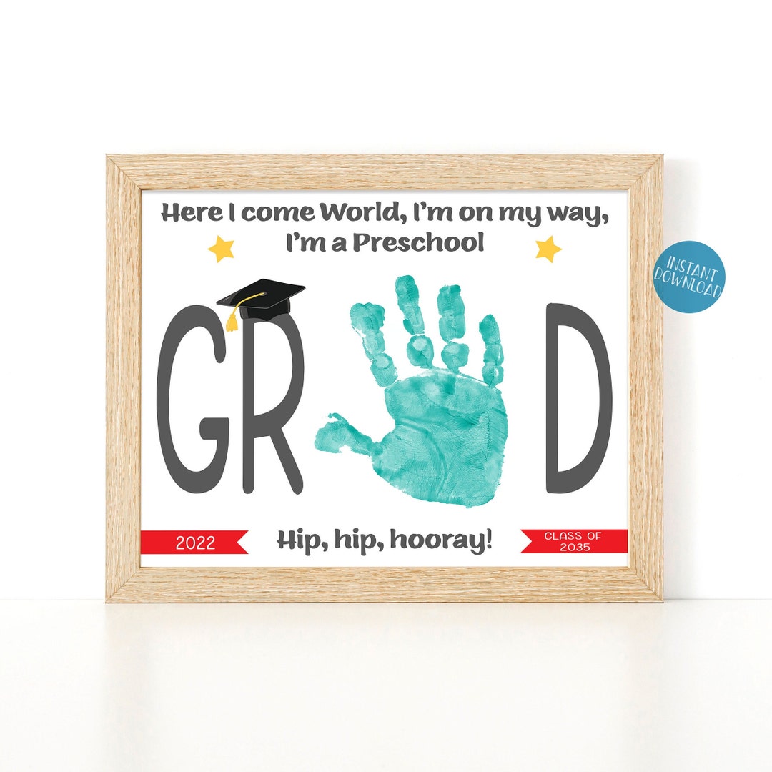 Preschool Graduation Keepsake Handprint Art DIY Kid Craft - Etsy