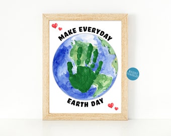 Earth Day Handprint Craft, Earth Day kids activities, Earth Day printable handprint art, Make Everyday Earth Day card, Earth Day activity