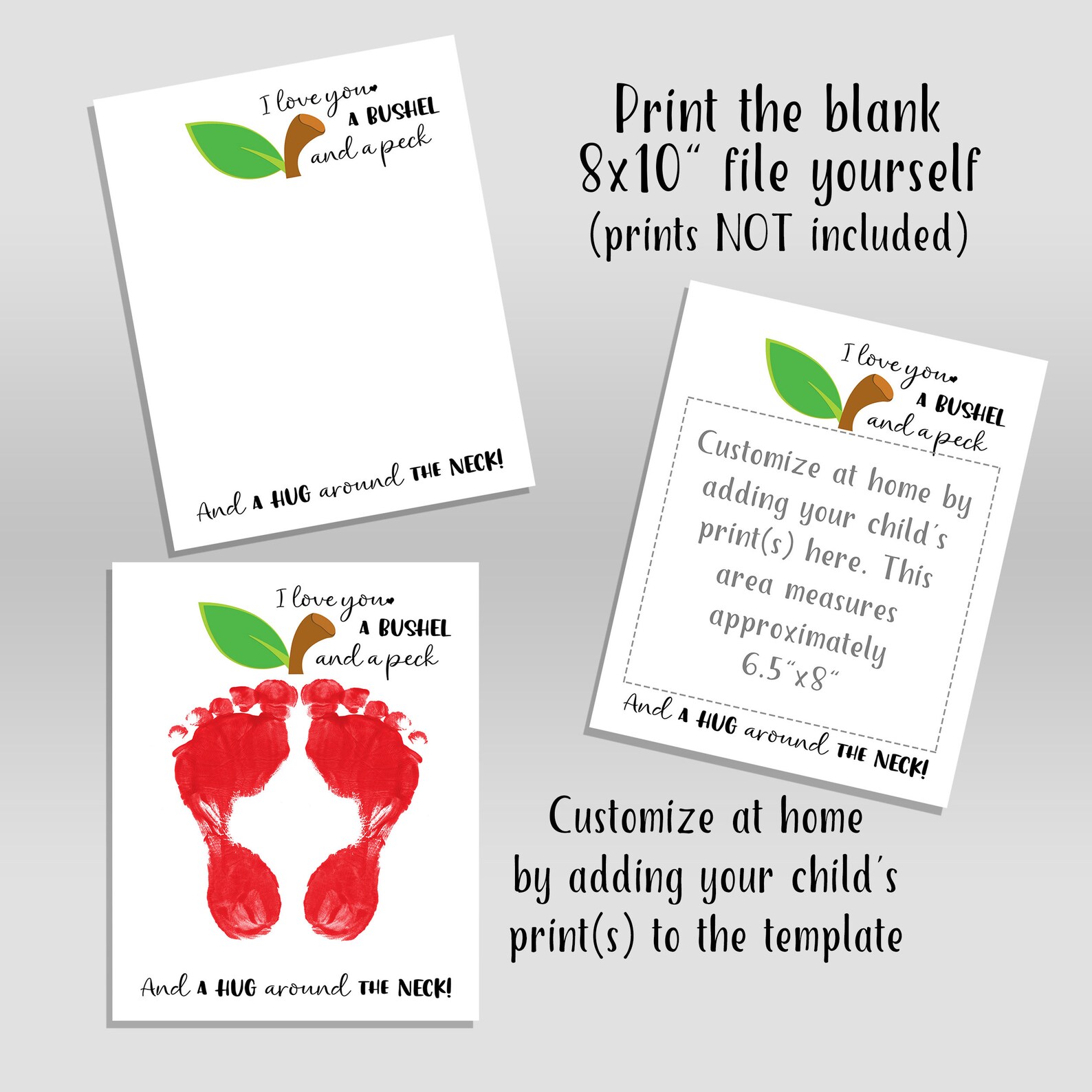 Apple Footprint Art Handprint Art Craft for Kids DIY Kids - Etsy