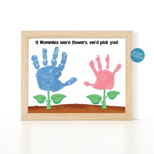 Handprint Template Gift for Mom from Kids, DIY Mother&#39;s Day Gift, Birthday gift for Mom, Handprint Gift from Kids, Flower Handprint Art
