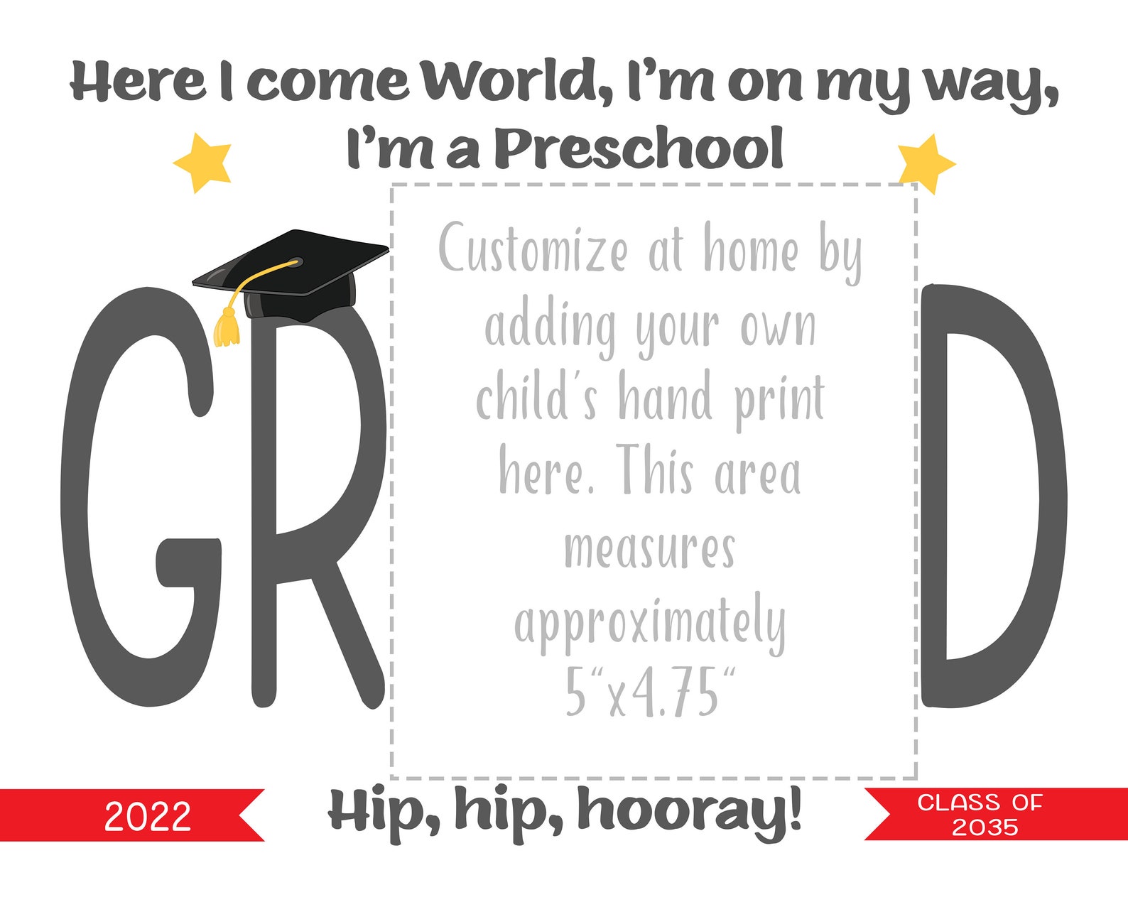 Preschool Graduation Keepsake Handprint Art DIY Kid Craft - Etsy