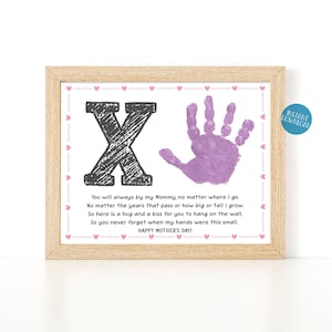 Knuffels en kussen XO handafdruk kunstproject voor kinderen, Moederdag aandenken gedicht, doe-het-zelf kind knutselen, Moederdagkaart, handafdruk baby peuter