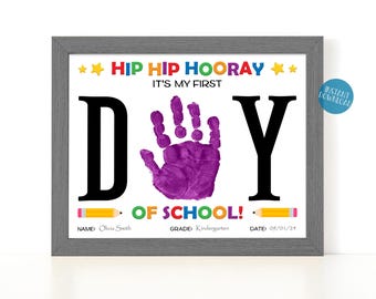 Back to School Handprint Art, First Day of School Handprint Craft, Printable 1st Day of School Handprint Keepsake craft, Classroom Activity