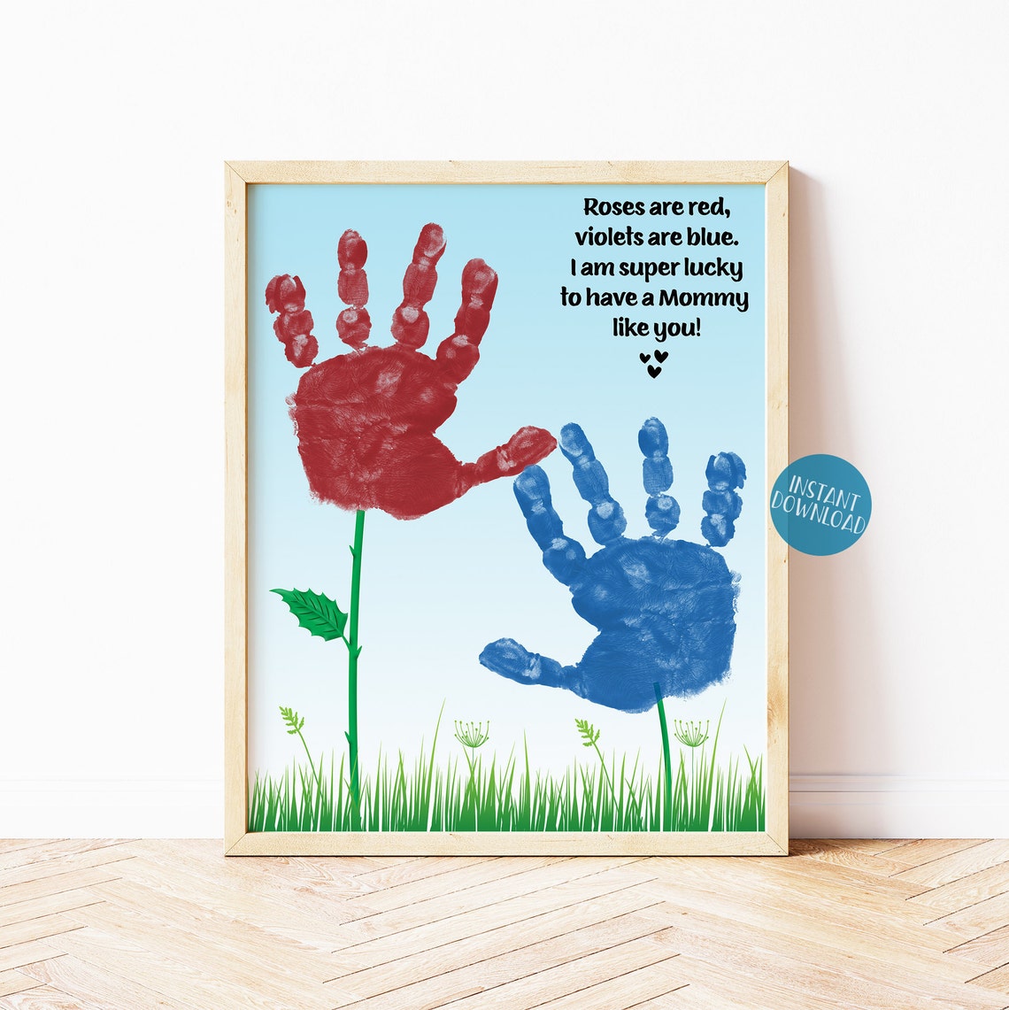 Flower Handprint Art for Mom Mother's Day Gift Mom | Etsy