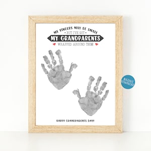 Manualidad para el día de los abuelos para niños, tarjeta imprimible para el día de los abuelos, regalo de recuerdo con huellas de manos, regalo para la abuela, regalo para el abuelo, manualidades para niños