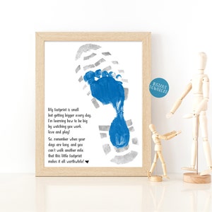 Gift for Dad From Kids, Footprint Art, Dad Birthday Gift, Dad Gift, DIY Kid Craft, Baby Footprint Art, Gift from Son, Father's Day Gift