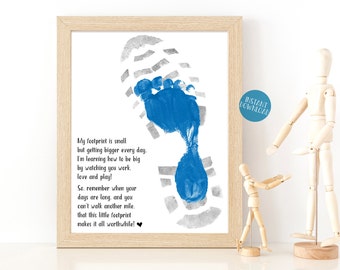 Gift for Dad From Kids, Footprint Art, Dad Birthday Gift, Dad Gift, DIY Kid Craft, Baby Footprint Art, Gift from Son, Father's Day Gift