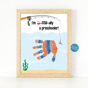 First Day of School Handprint Art, Fish Handprint, O-fish-ally back to school keepsake craft, DIY Kid Crafts, Back to school classroom decor