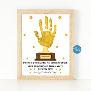 Trophy Handprint Art Gift for Grandpa, Fathers Day Handprint Craft ...
