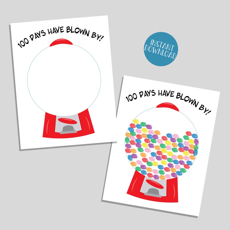 100 Days of School Blown By Classroom Activity Fingerprint image 1