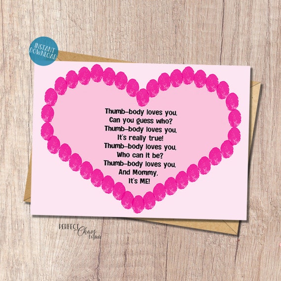 Printable card for Mom Toddler Craft Fingerprint Art DIY