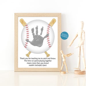 Regalo del Día del Padre, Proyecto de Arte con Huellas de Mano para Niños, Regalo para Papá Béisbol, Regalo de Hijo, Recuerdo con Huellas de Mano, Manualidad Infantil DIY, Tarjeta del Día del Padre