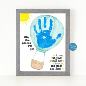 Oh the places you&#39;ll go Handprint Art, Elementary classroom activity, Balloon Handprint craft, So long first grade it&#39;s been fun kid craft