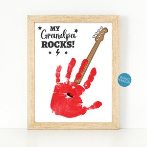 Mon grand-père fait de la guitare pour la fête des pères, carte d'anniversaire imprimable Handprint Art pour grand-père, cadeau grand-père, cadeau pour grand-père