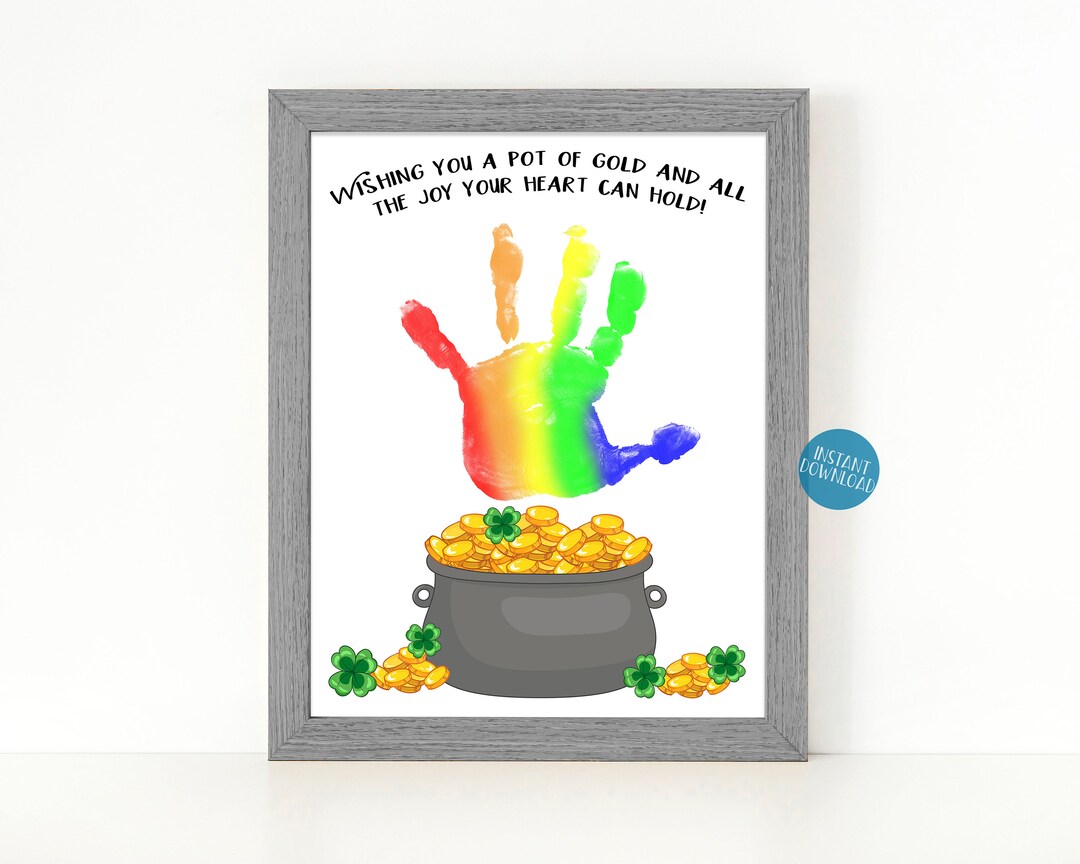 St Patricks Day Handprint Craft, Pot of Gold Toddler Handprint Art