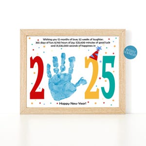 Saint-Sylvestre 2025, art de l'empreinte de main du nouvel an, poème souvenir sur les mains des tout-petits, kit de créations manuelles pour enfants, carte imprimable création de Saint-Sylvestre