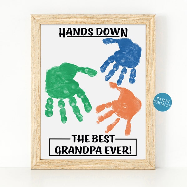 Handabdruck Kunst Opa Geschenk, Geschenke für Opa, Großvater Geschenk, Geschenk von Enkelkindern, Handabdruck Andenken, DIY Kid Craft, Hands Down