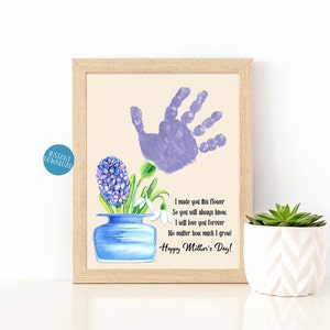 Handprint Art for Mom, Gift for Mothers Day, Gift for Grandma, DIY Kid Craft, Handprint Flower Baby Keepsake Craft, Mother's Day printable