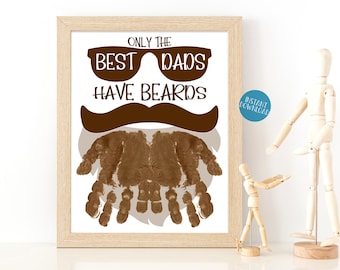 Dad beard handprint art for Fathers day, Handprint craft printable birthday card for Dad, Dad gift from Son, Gift for Dad from Daughter