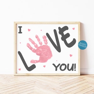 Baby Handprint Art, Mom Birthday Gift, Handprint Keepsake, Mother's Day, Father's Day, DIY Kid Craft, Valentine's Day craft, Gift for Dad image 1