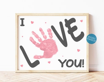 Baby Handprint Art, Mom Birthday Gift, Handprint Keepsake, Mother's Day, Father's Day, DIY Kid Craft, Valentine's Day craft, Gift for Dad