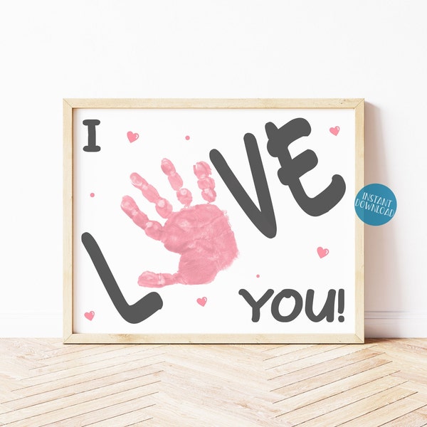 Baby Handprint Art, Mom Birthday Gift, Handprint Keepsake, Mother's Day, Father's Day, DIY Kid Craft, Valentine's Day craft, Gift for Dad
