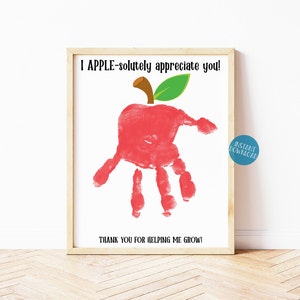 Cadeau de remerciement pour le professeur, cadeau d'un élève pour le professeur, impression d'art de la main pomme, merci de m'avoir aidé à grandir, travaux manuels pour enfants, cadeau de fin d'année