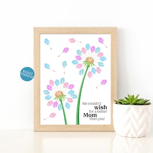 Muttertag Löwenzahn Fingerabdruck, Geschenk für Mama, DIY Kid Craft, Geschenk von Kindern, Mama Fingerabdruck Handwerk, Printable Geburtstagskarte