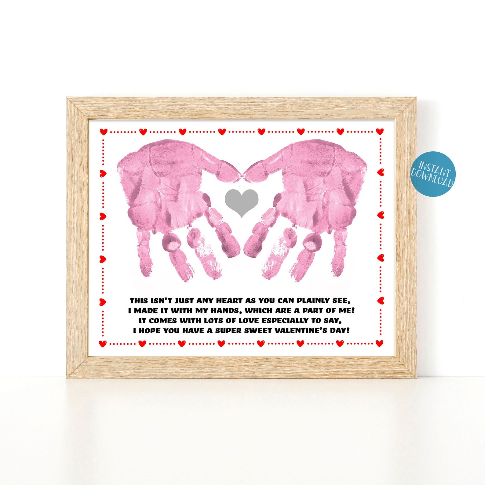 Valentine's Day Handprint Poem Handprint Heart Keepsake | Etsy