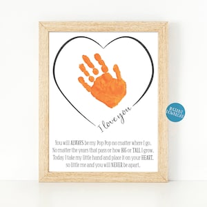 Manualidades con huellas de manos para Pop Pop, regalos para Pop Pop de parte de sus nietos, regalo para el Día del Padre con huellas de manos, recuerdo de huellas de manos, tarjeta de cumpleaños imprimible