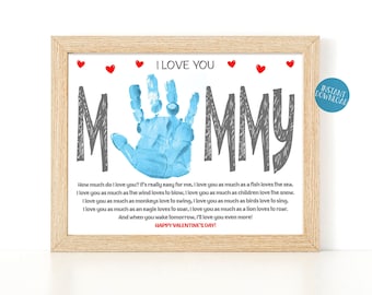 Handprint Art Valentine's Day Gift for Mom, Valentines Day poem, DIY Kid Crafts, Valentine's Day card, Toddler Handprint Art Project