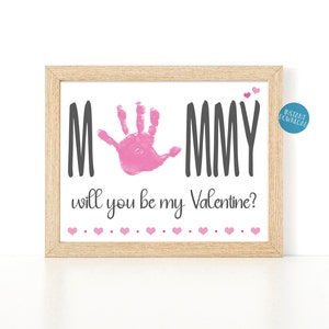 Handabdruck Handwerk Valentinstag Geschenk für Mama, Valentinstag Gedicht, Valentinstag Handabdruck Karte, Baby Handabdruck Kunst Valentinstag für Mama