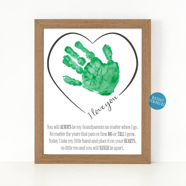 Grandparents Day card, Gifts for Grandparents from Grandkids, Handprint Art project for kids, Baby Handprint Craft, Grandpa Grandma gift