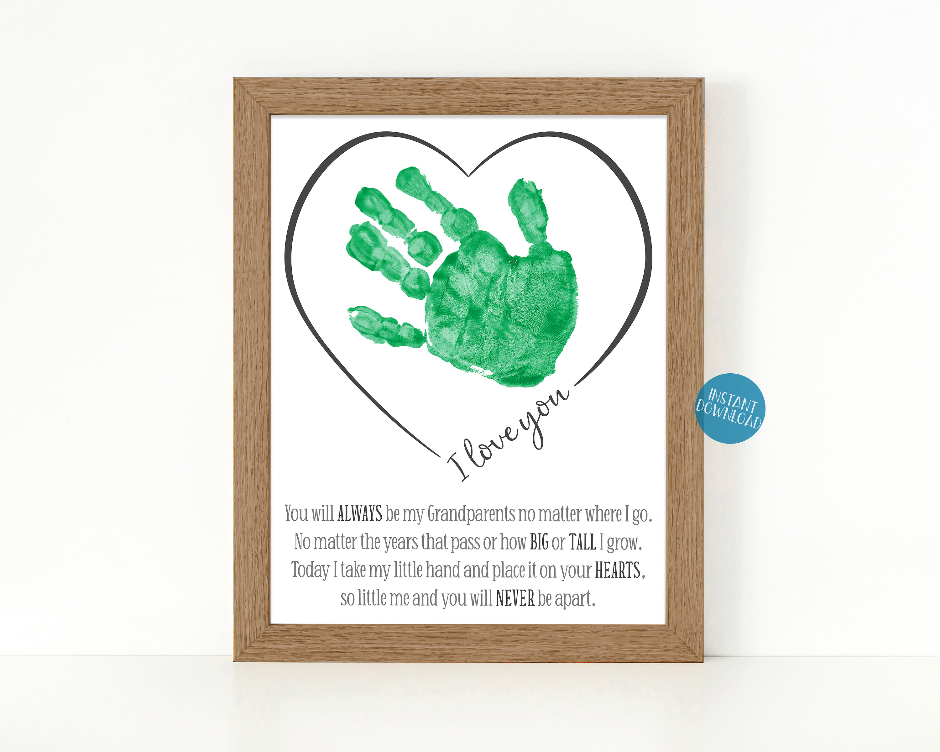 Handprint Art Grandparents Gift, Grandparents Day Craft, Footprint Art  Project for Kids, DIY Kid Craft, Gift From Grandkids, Christmas Card 