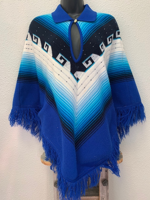 70’s Fringe Poncho Collar Single Chest Button