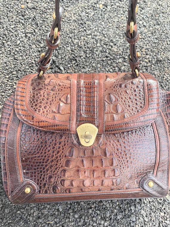 Vintage Brahmin Brown Leather Alligator Shoulder B
