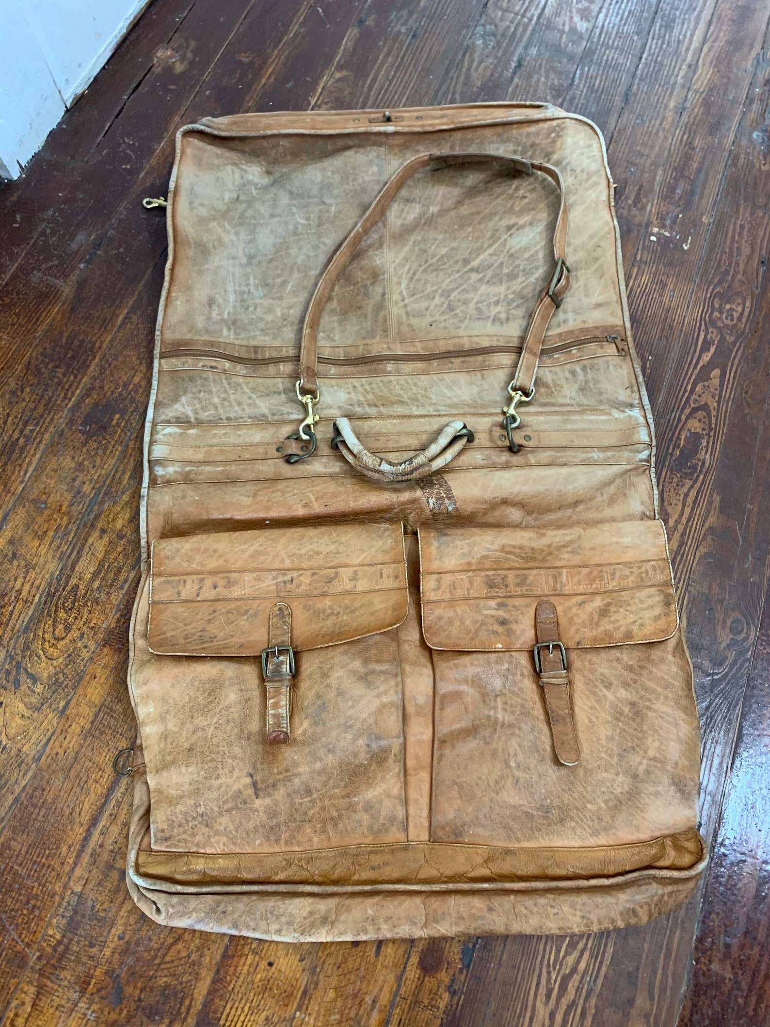 Mens Vintage Distressed Leather Garment Bag / Leather Suit Bag Etsy